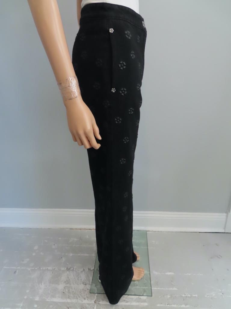 NWT CHANEL 23K Washed Black Floral Embossed Denim Jeans F 34 NWT CHANEL 23K Washed Black Floral Embossed Denim Jeans F 34