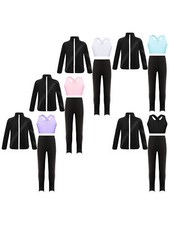 Kid Girl Costumes Tank Top Sweatsuit Competition Activewear Ballet Outerwear