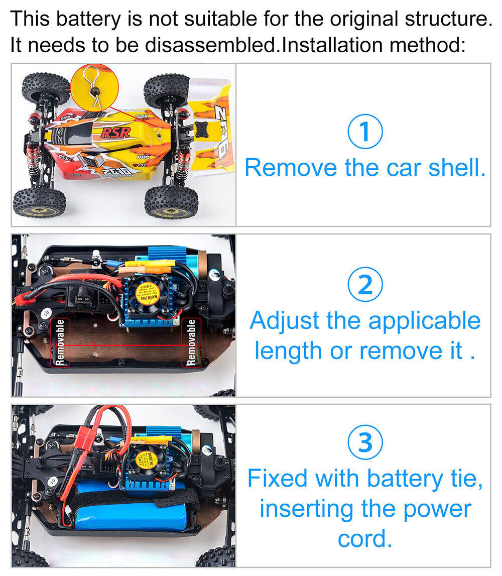 7,4 V 3800 mAh Lithium Batterie Kompatibel mit Wltoys Car RC Auto Akku 