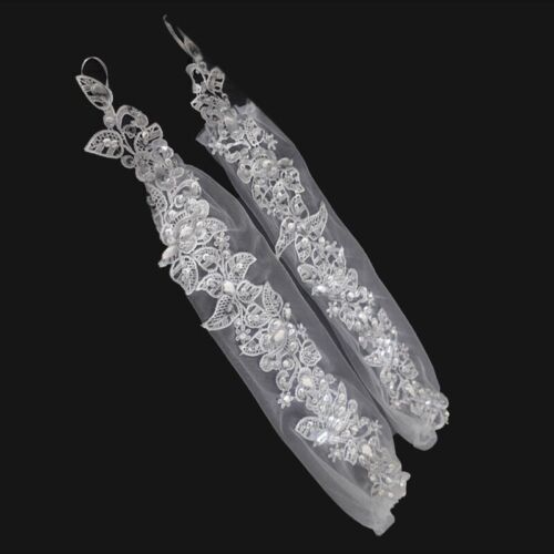 Heiße Braut Hochzeitskleid Handschuhe Strass Party langes Netz fingerlose Handschuhe - Bild 4 von 7