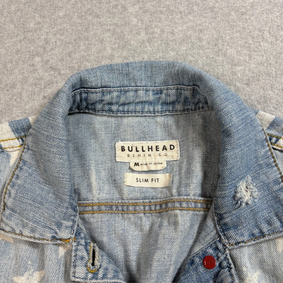 Bullhead джинсовой ткани жилет женщина M синий звезды полоски джинсовой ткани искусственно состаренный рокабилли Y2K - Изображение 3 из 4