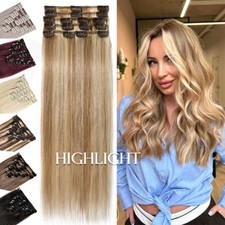 CLEARANCE 100 Real Remy Clip In Human Hair Extensions FULL HEAD 8PCS Weave Weft