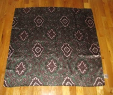 Wyoming Traders Brown Green Western Ornate Paisley 100% Silk Square Scarf 33"