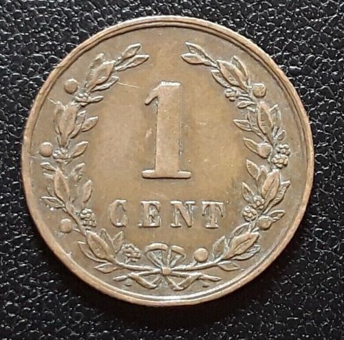PAYS-BAS 1 Cent lion couronné 1878 Guillaume III Utrecht en Bronze - Bild 1 von 2