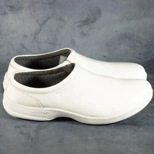 Bogs Womens Ramsey Service Clogs Shoes White Patent Leather Work Slip On Size 11