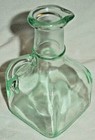 CRUET w SPOUT CORK STOPPER PALE GREEN GLASS SQUARE 5" mkd MOD DEP/ FRANCE — photo 4