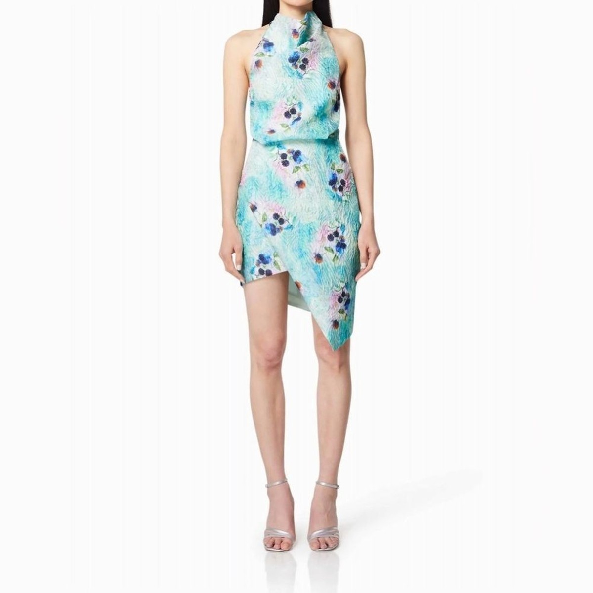 Elliatt Vixen Floral Jacquard Asymmetric Minidress in Blue Multi at Nordstrom, Size Small