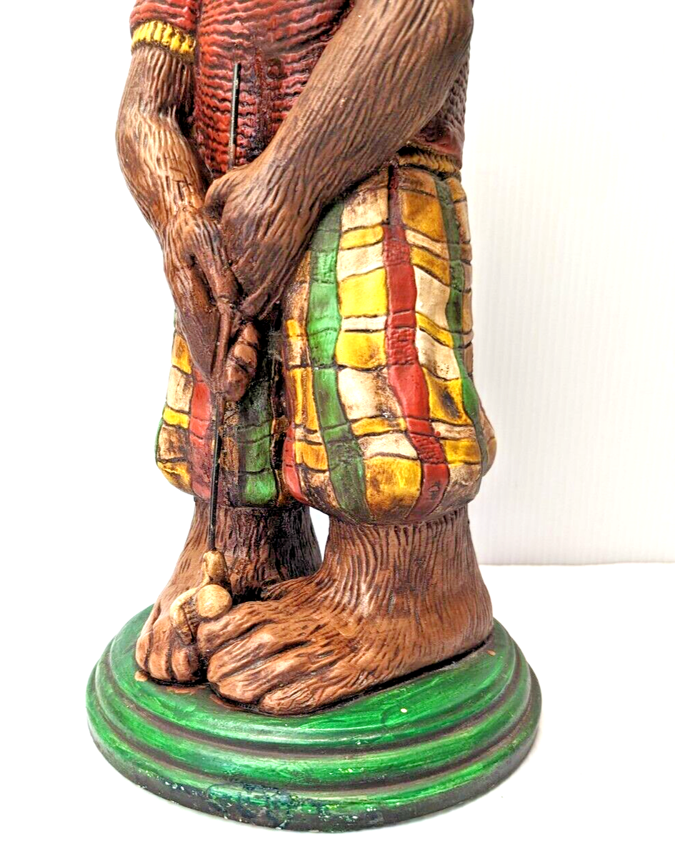 Vintage Golf Monkey Chimp Statue Chalkware Painted 14 Vintage Golf Monkey Chimp Statue Chalkware Painted 14