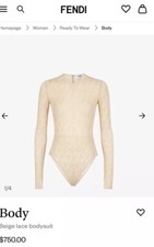 NWT Fendi FF Logo Long-Sleeved Bodysuit