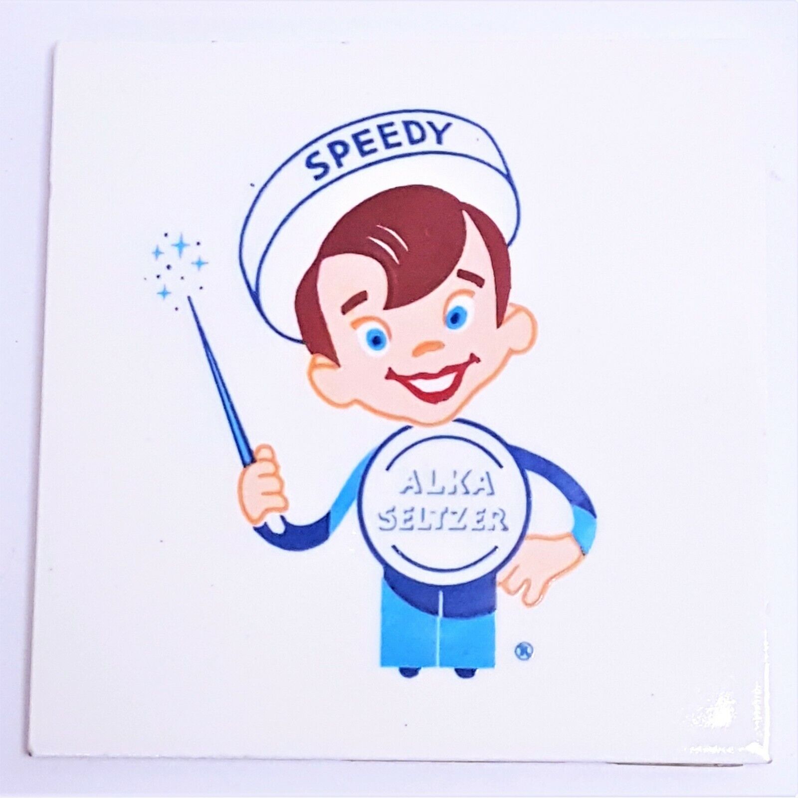 Vintage 1950's Speedy Alka-Seltzer Tile Paperweight Readers