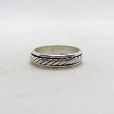 Sterling Silver 925 Rope Spinning Fidget Band Ring Size 8.5 K7248