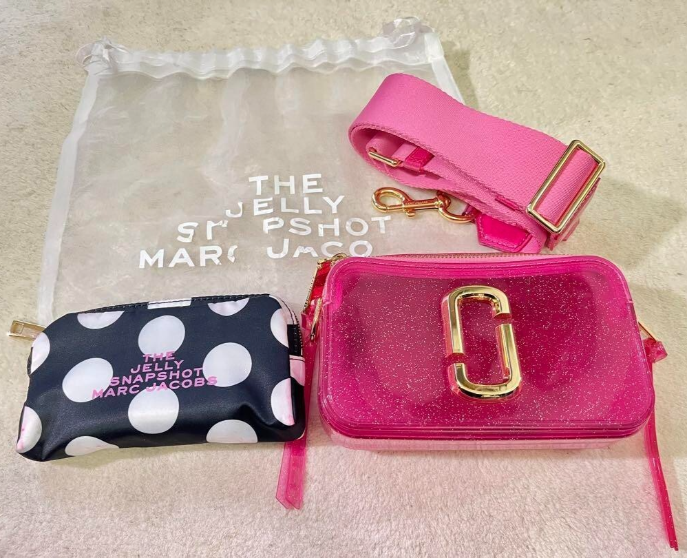 MARC JACOBS THE JELLY GLITTER SNAPSHOT Pink Camera Shoulder