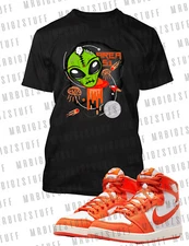 J1 KO Orange Graphic Sneaker Tee Shirt Alien Halloween Tee Shirt Pro Club Shaka