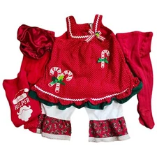 Girls Christmas Dress Set 3T 4T Tights Flare Pants Shirt Bloomer Holiday 6 PC