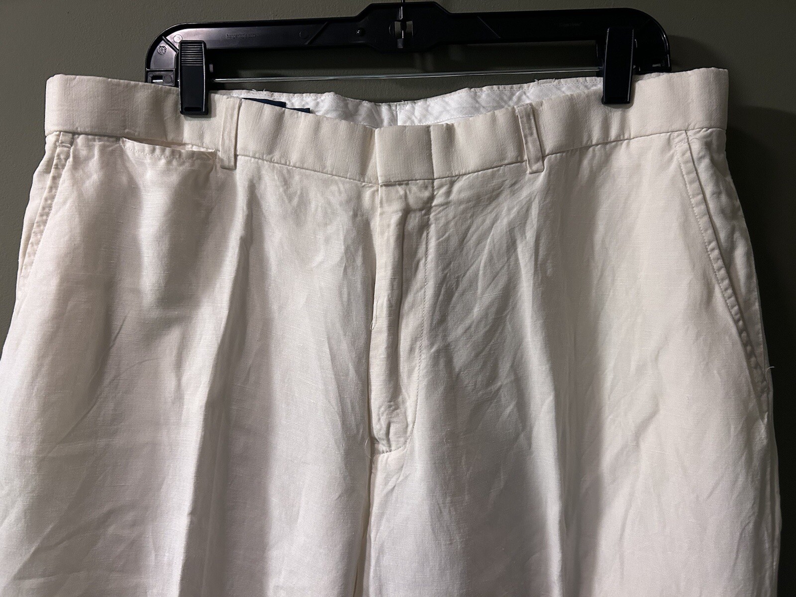 PONY Pantaloni Polo Ralph Lauren vintage uomo 38x28 panna lino seta larghi abbigliamento resort