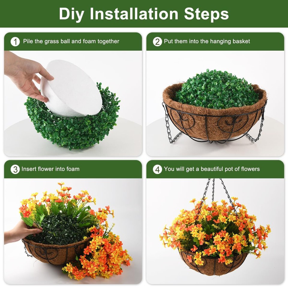 Fall Artificial Hanging Baskets Flowers Plants Outdoor Porch Decoration