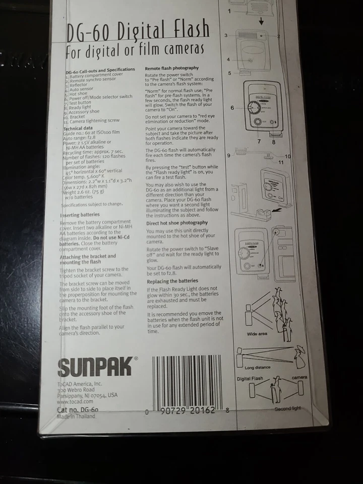 Sunpak Digital Flash DG-60 for digital or film Cameras - Image 2 of 2