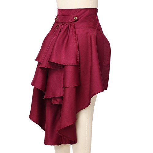 Gothic Women Skirt Steampunk Ruffles Skirt Pirate Skirt Corset Waist Half Skirt - Picture 26 of 30