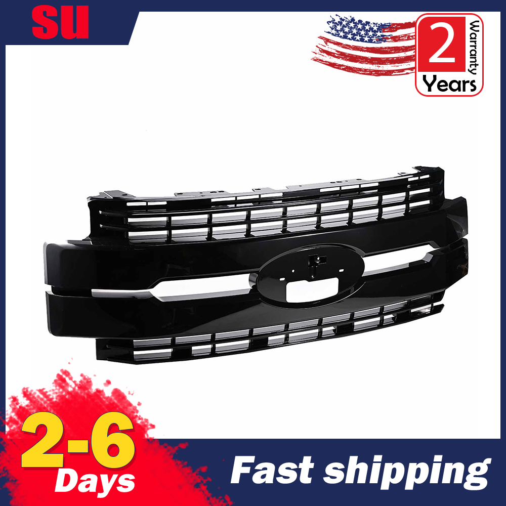 For 2017-2019 Ford F250 F350 F450 Super Duty Front Bumper Grille Gloss Black