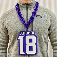 Minnesota Vikings #18 Justin Jefferson Big Player Chain Necklace 8x6 EVO Foam Lo