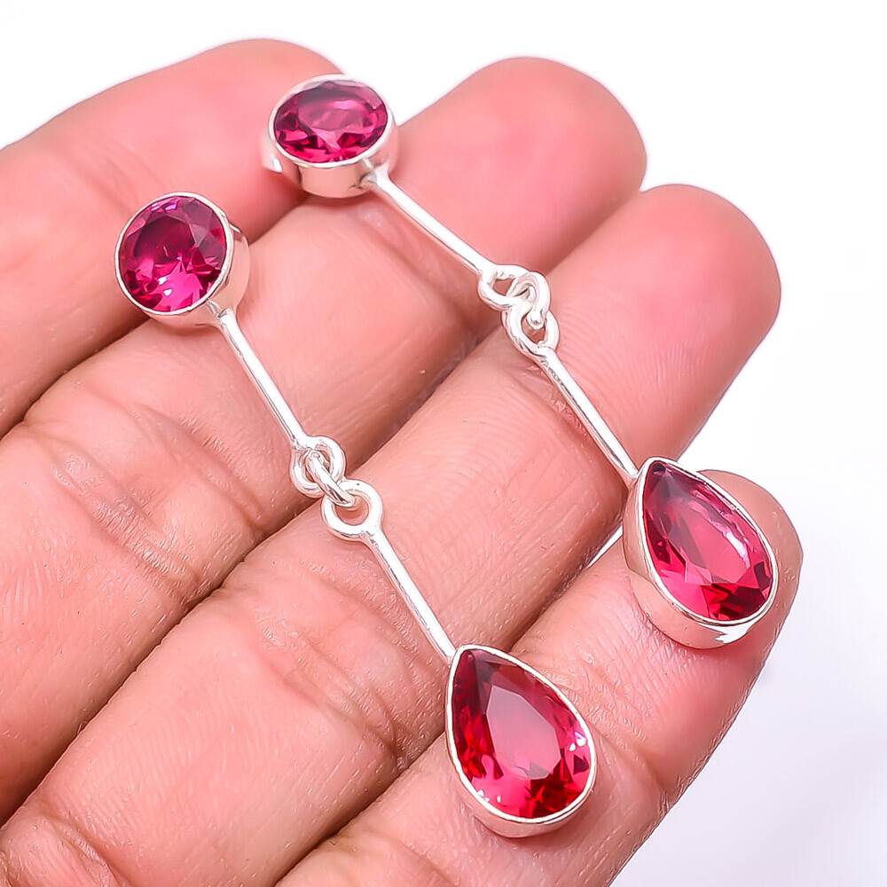 Pink Rubellite Tourmaline 925 Sterling Silver Earring 1.95
