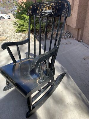 Vintage Nichols and Stone Child's Boston Rocker Stenciled Black