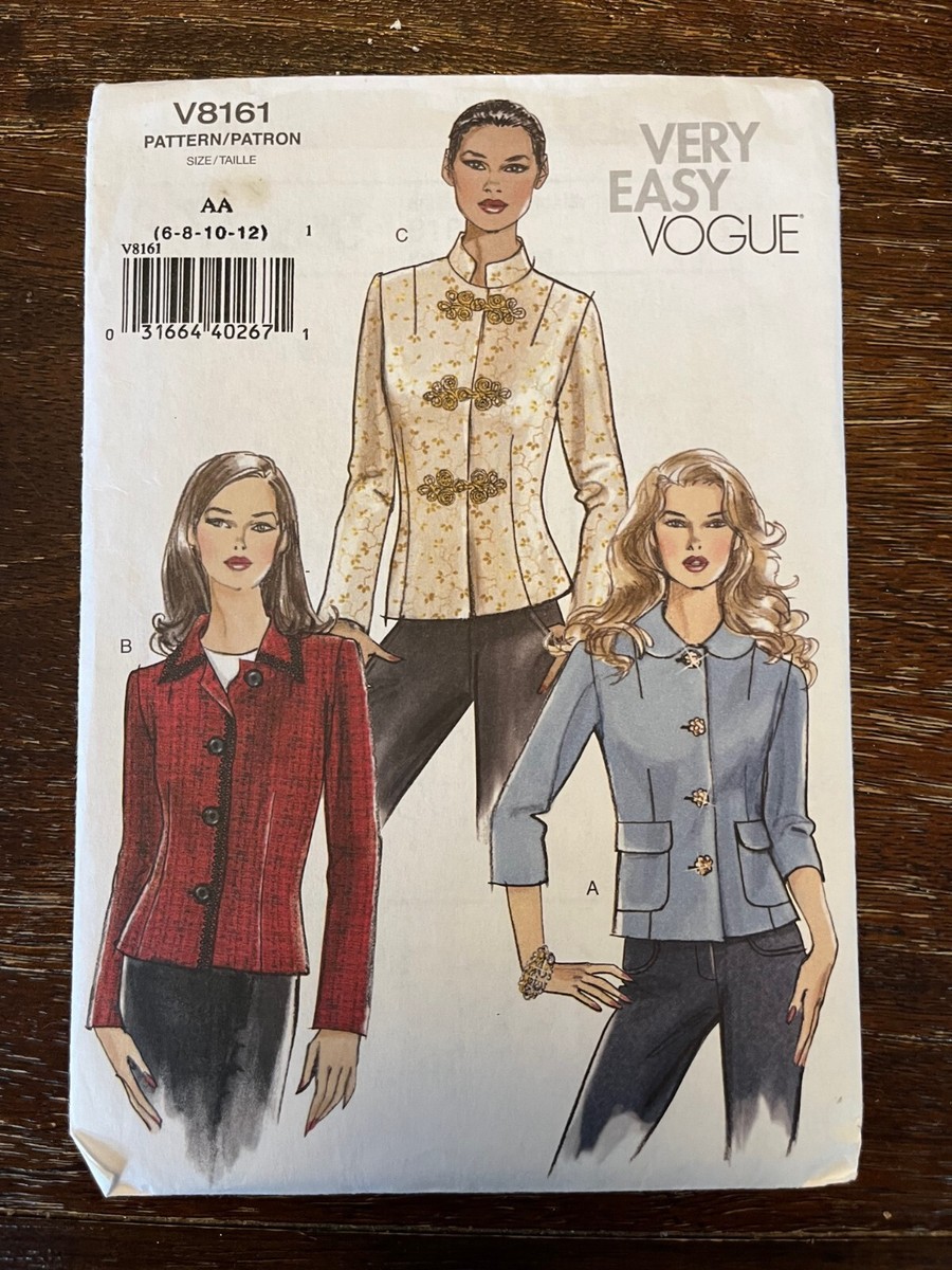 Vogue V8161 Uncut Sewing Pattern, Misses' Petite Jacket, Size AA