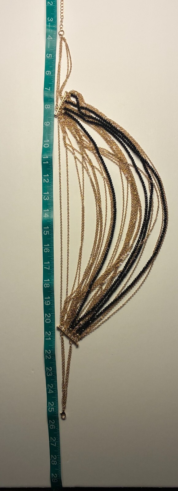 Statement NECKLACE Multi Strand Black Crystal Gol… - image 6