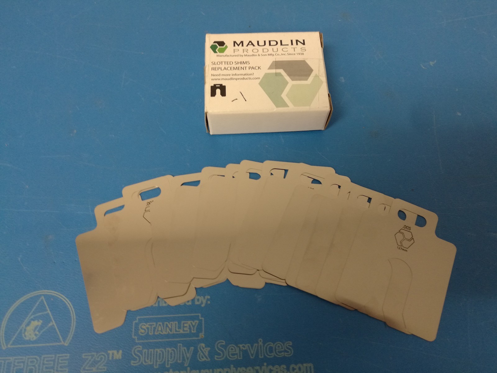 Box of 20 MAUDLIN PRODUCTS Stainless Steel Slotted Shims MSA00520 .005
