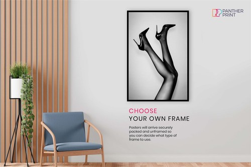 Black & White Woman in High Heels shoes Artistic Poster Wall Art Home Decor - Picture 2 of 4