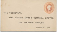 GB 1883 QV 1d pink undated stamp unused STO PS env BRITISH MOTOR COMPANY VARIETY
