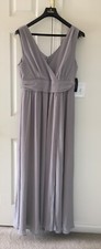 Lulus Gray Surplice Chiffon Maxi Dress Sz 1XL Wedding Formal Evening 66885 NEW