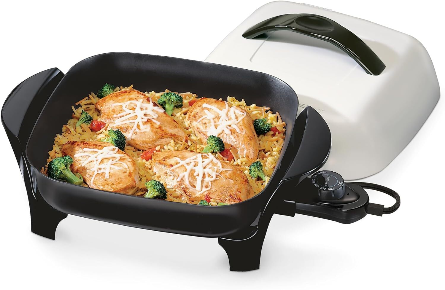 11-Inch Electric Skillet in Black and White for Versatile Cooking