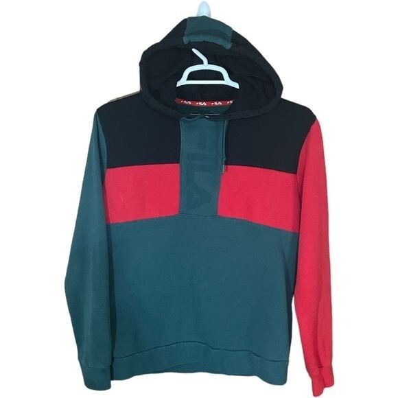 Felpa con cappuccio vintage Fila uomo media anni 90 colorata streetwear retrò baggy preppy