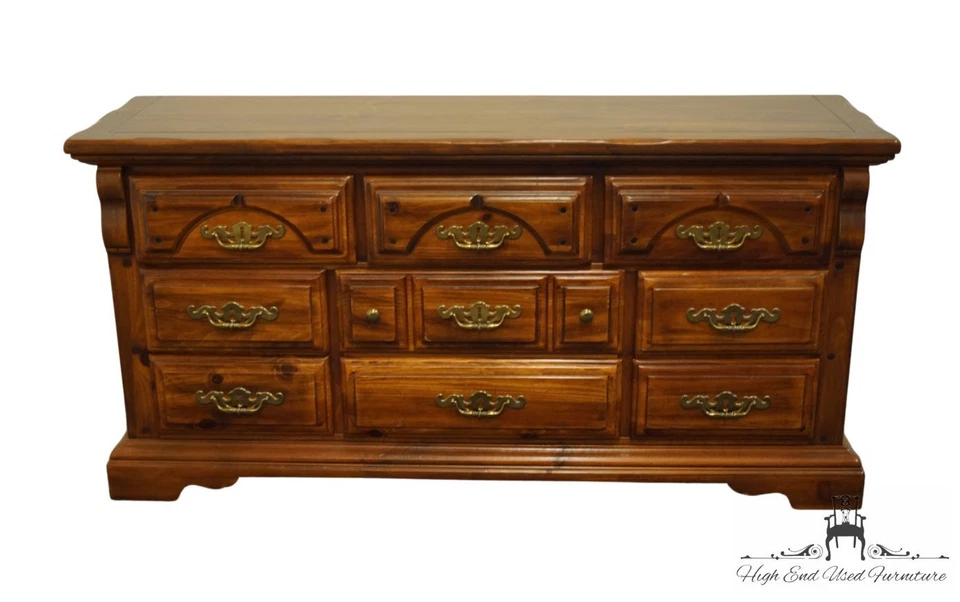 AMERICAN DREW Solid Pine Rustic Country French 67" Triple Dresser 82-130 - Image 2 of 4