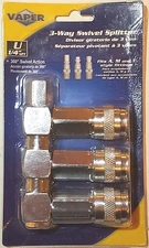 Vaper 3-way Swivel Air Hose Splitter w/Universal Air Couplers, 1/4" NPT #19446
