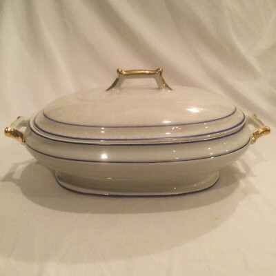 Antique THE COLONIAL CO Covered Veggie BOWL CERAMIC EAST LIVERPOOL OH 1915-1930