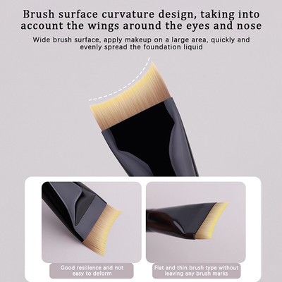 Ultra Thin Crescent Foundation Brush Lightweight Face Contour Brush Black Ha _r1