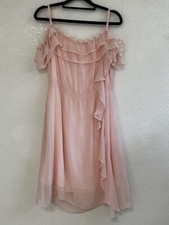 Soft Peach Flutter Sleeve Ruffle Layered Slip Dress Ethereal Fairy Size Small