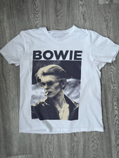 Camiseta Oficial Mujer David Bowie Smoking A Cigarette Blanca Talla L