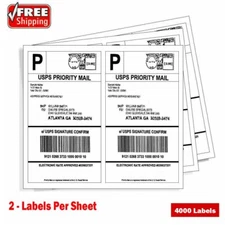 4000 Shipping Address Mailing Labels 8.5x5.5 Half Sheet Self Adhesive for Laser