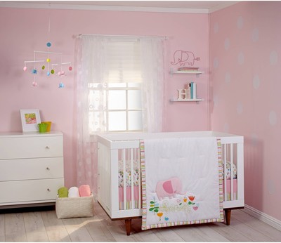 pink elephant crib bedding