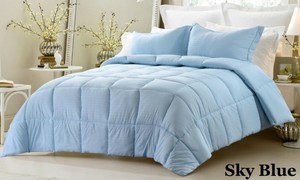 Down Alternative Comforter Duvet Set Egyptian Cotton Sky Blue