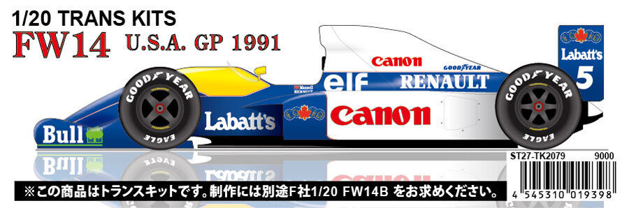Studio27 Fujimi 1/20 Williams FW14 U.S.A. GP Trans Kit Studio27 Fujimi 1/20 Williams FW14 U.S.A. GP Trans Kit