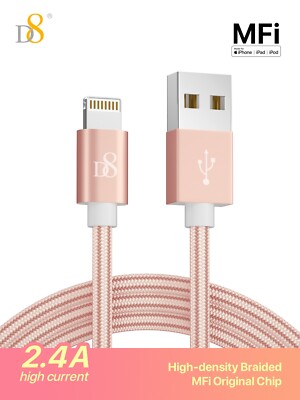 Nylon Braided (1m) Sync USB Changer Cable Lead for iPhone