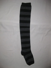 Tween girls striped over the knee socks gray black nip