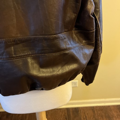 Vintage Tivolie Fashions Distressed Leather Bomber Jacket Size 48 Dark Brown - Picture 16 of 24