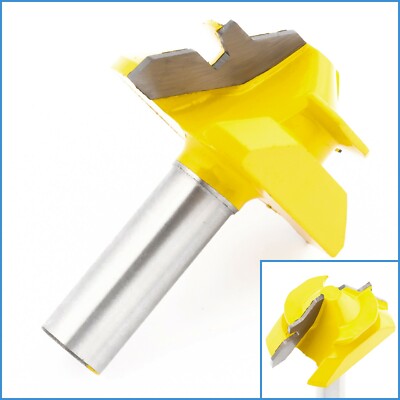 50mm 45 Degree 12mm Shank Mitre Lock Corner Joint Milling Router Cutter ...