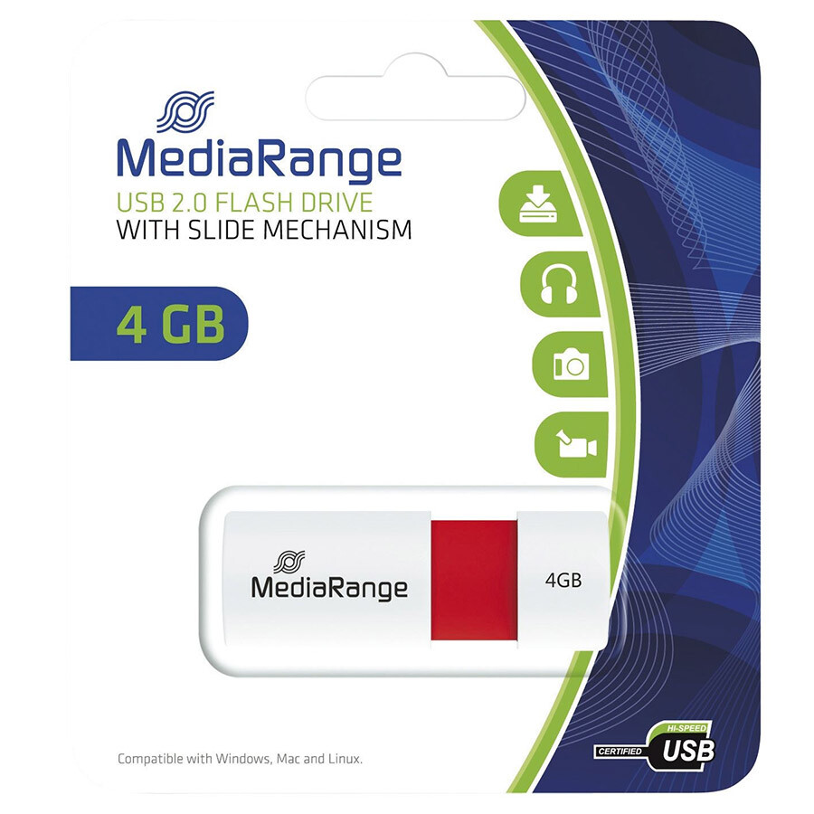 MediaRange USB flash drive 4GB, color edition, ROSSO MR970