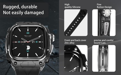 New 2024 Rugged Metal Cover Case+Silicone Strap for Apple Watch Series 10 46mm - Picture 52 of 56